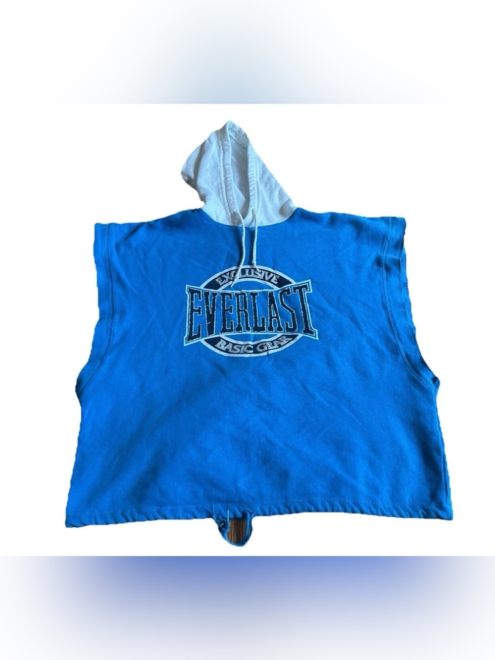 Vintage Everlast Sleeveless Hoodie Blue White Exclusive Basic Gear Boxy Large